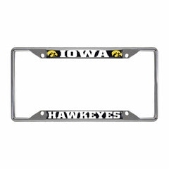 Iowa Hawkeyes Chrome Metal License Plate Frame, 6.25in x 12.25in - Iowa