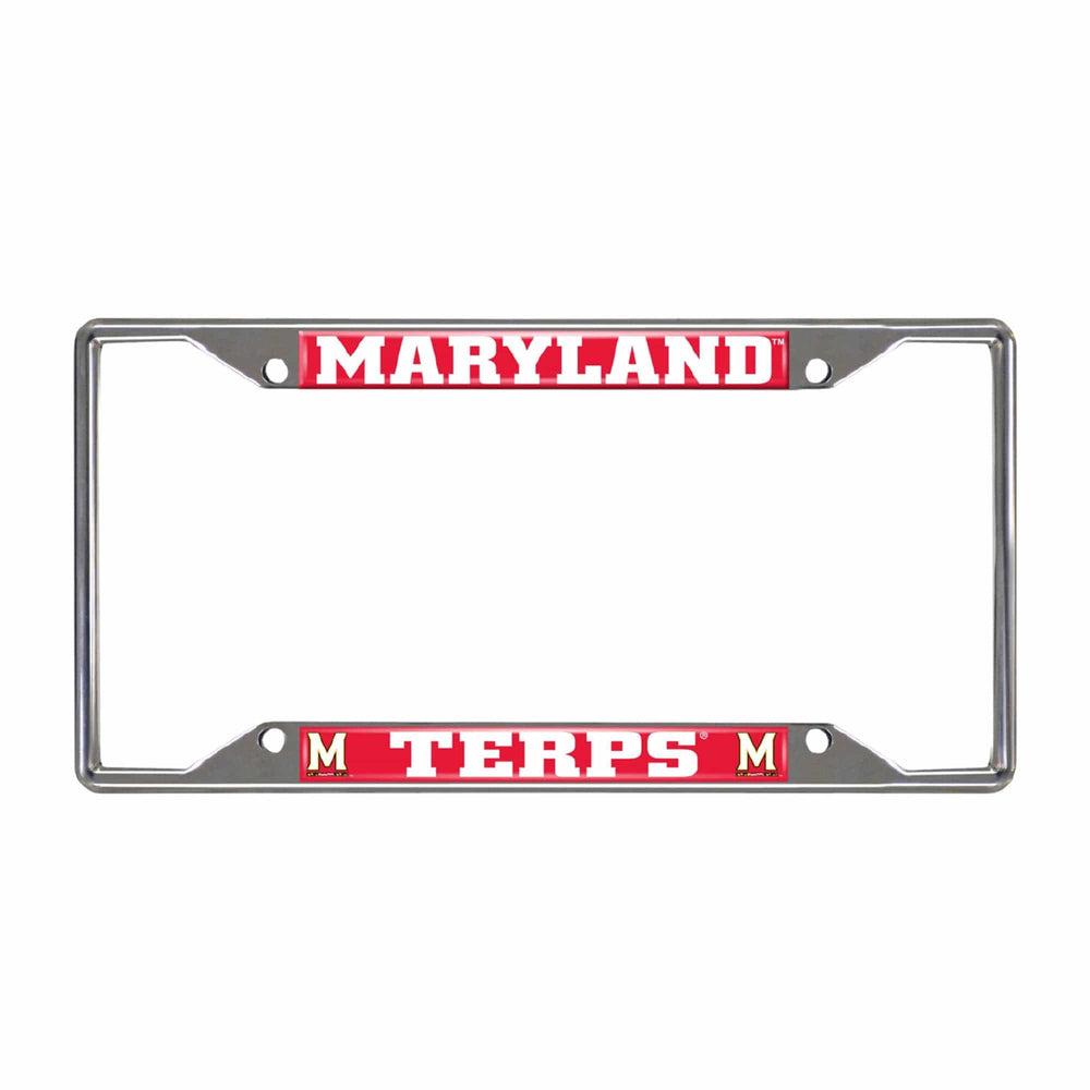 Maryland Terrapins Chrome Metal License Plate Frame, 6.25in x 12.25in - Maryland