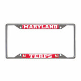 Maryland Terrapins Chrome Metal License Plate Frame, 6.25in x 12.25in - Maryland