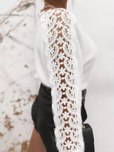 Lace Trim Round Neck Sweater - Trendsi - Flyclothing LLC