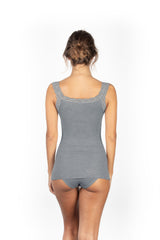 EGi Luxury Wool Silk Lace Trim Tank Top. Proudly Made in Italy (1491) - tittimitti - Flyclothing LLC