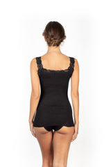 EGi Luxury Wool Silk Lace Trim Tank Top. Proudly Made in Italy (1491) - tittimitti - Flyclothing LLC