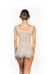 EGi Luxury Wool Silk Lace Trim Tank Top. Proudly Made in Italy (1491) - tittimitti - Flyclothing LLC