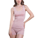 EGi Luxury Wool Silk Lace Trim Tank Top. Proudly Made in Italy (1491) - tittimitti - Flyclothing LLC