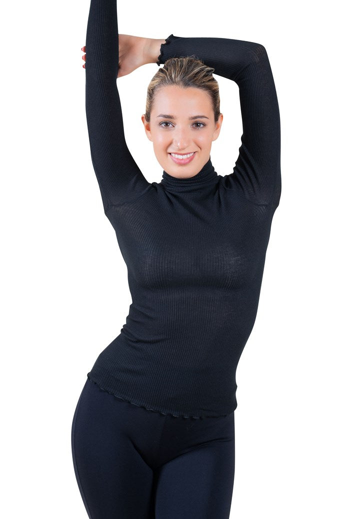 EGi Luxury Wool Silk Turtleneck Long Sleeve Top. Proudly Made in Italy (1494) - tittimitti - Flyclothing LLC