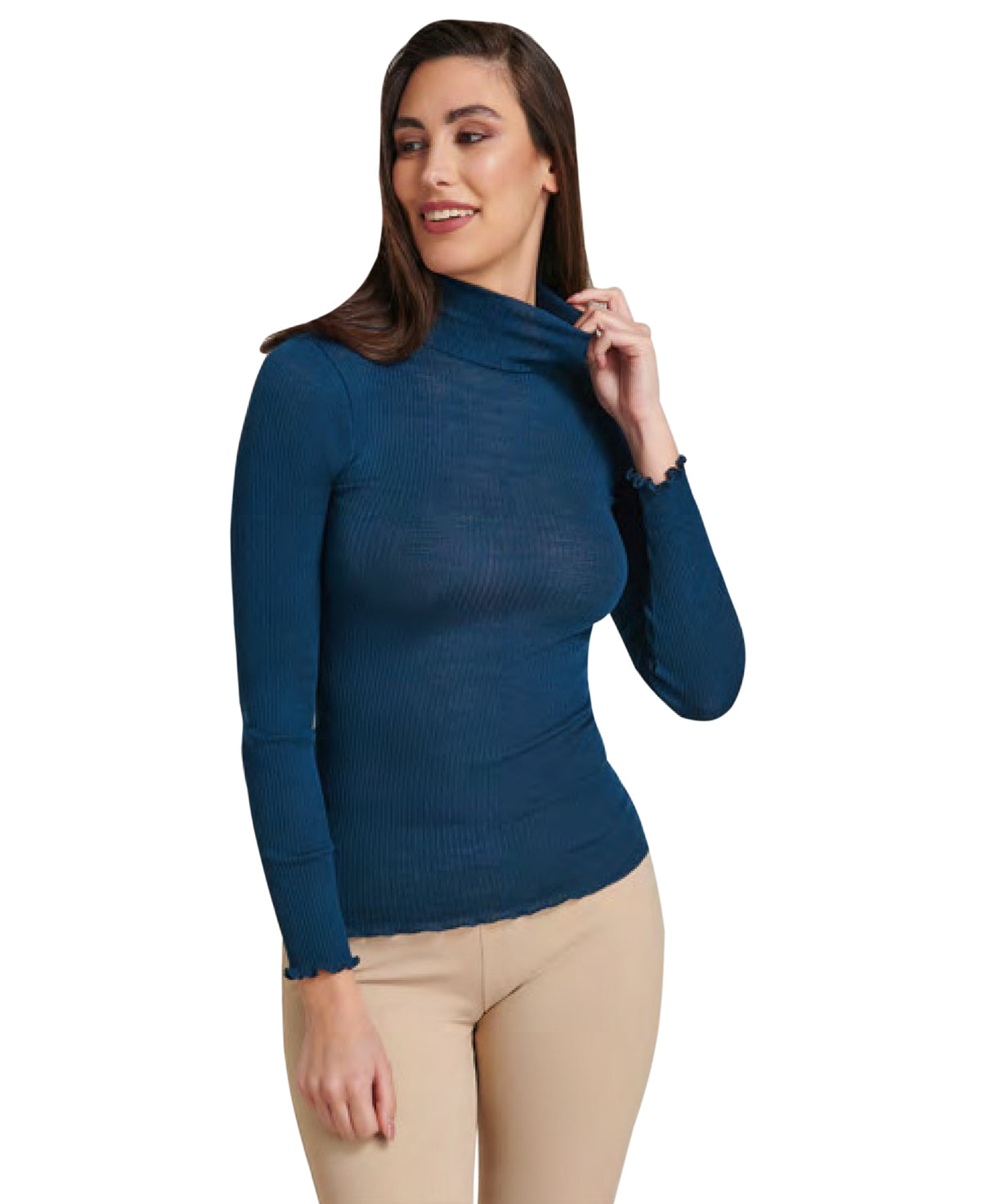 EGi Luxury Wool Silk Turtleneck Long Sleeve Top. Proudly Made in Italy (1494) - tittimitti - Flyclothing LLC