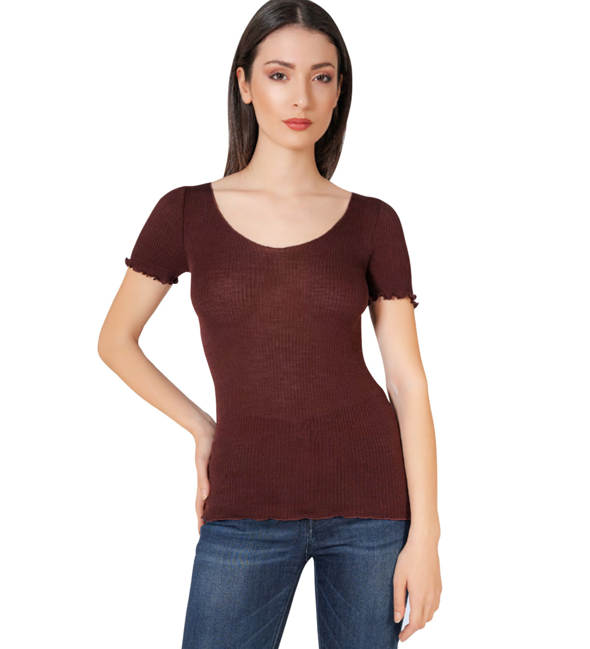 EGi Luxury Wool Silk Women's T-Shirt. Proudly Made in Italy (1495) - tittimitti - Flyclothing LLC