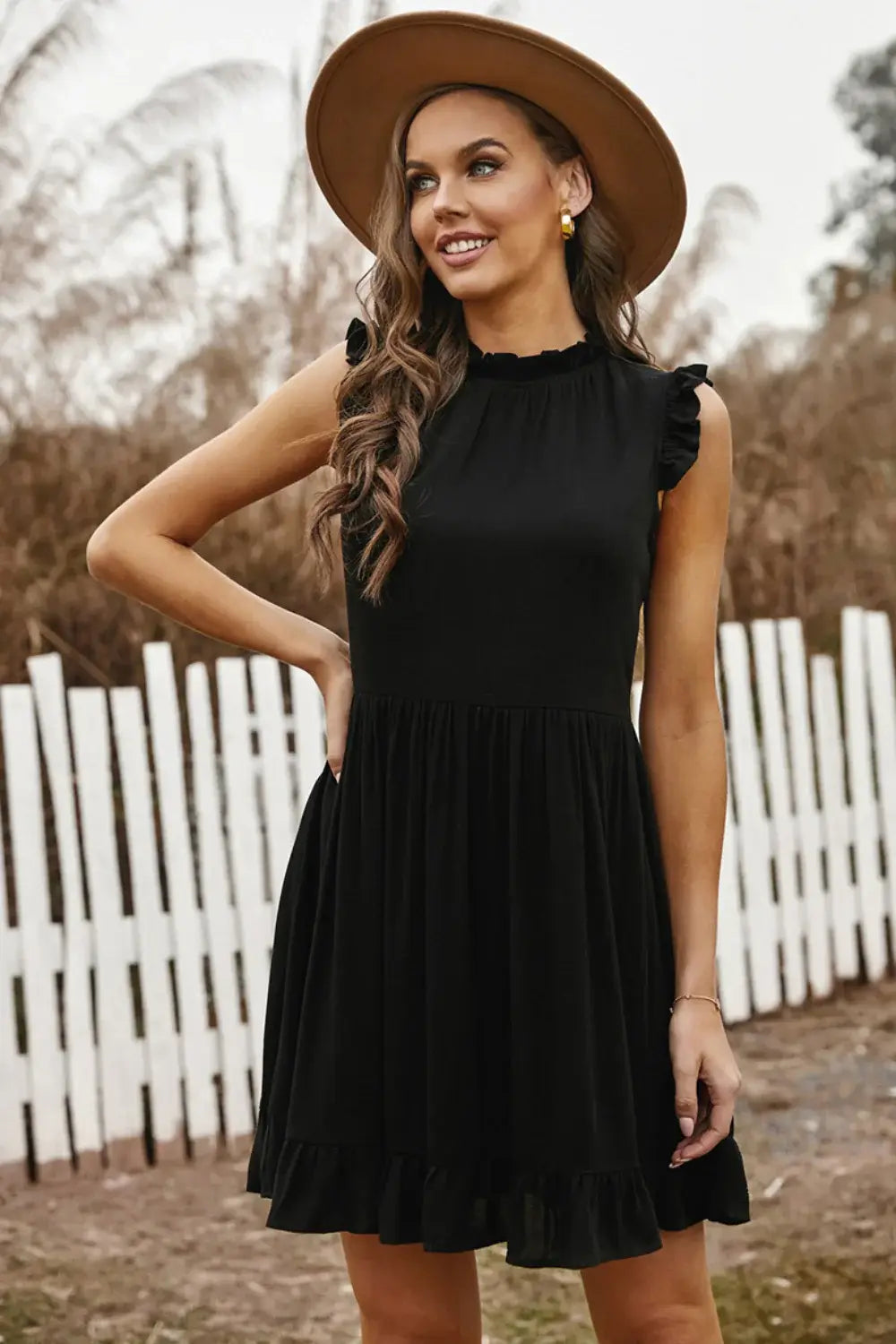 Ruffled Sleeveless Mini Dress - Trendsi - Flyclothing LLC