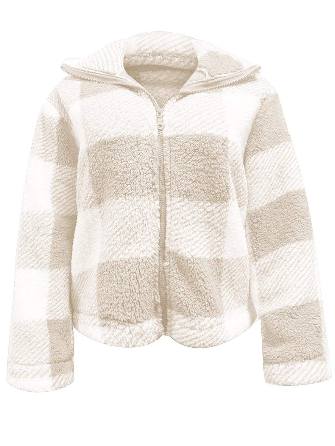 Full Size Plaid Zip Up Long Sleeve Jacket - Trendsi - Flyclothing LLC