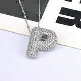Copper Inlaid Zircon Letter Pendant Necklace - Trendsi - Flyclothing LLC