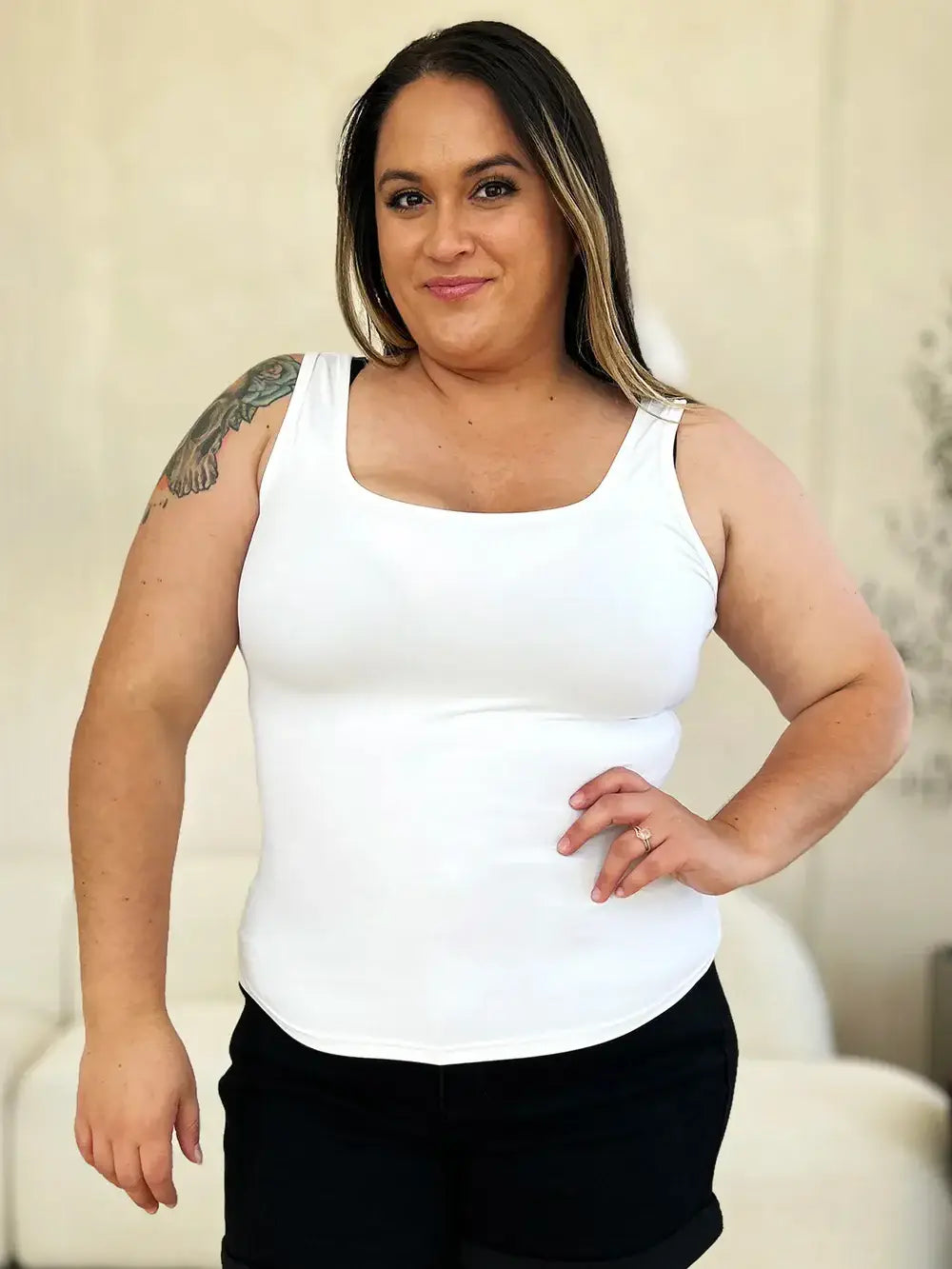 Basic Bae Full Size Square Neck Wide Strap Tank - Trendsi - Flyclothing LLC