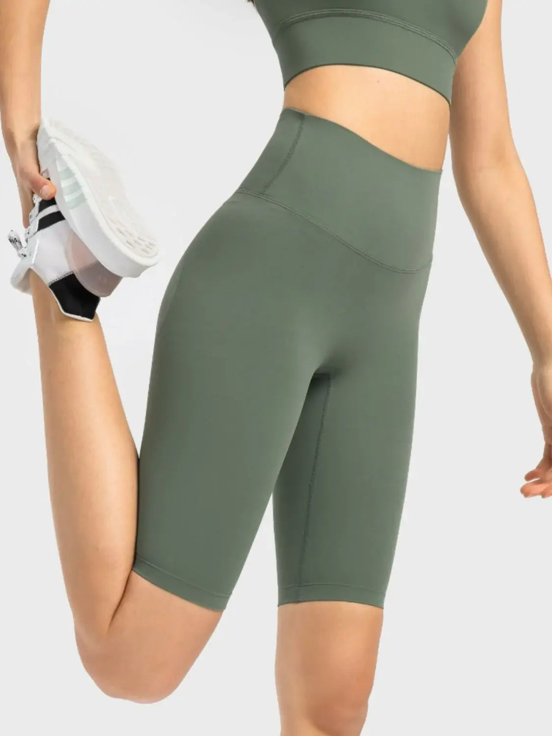 Millennia High Rise Wide Waistband Active Shorts - Trendsi - Flyclothing LLC