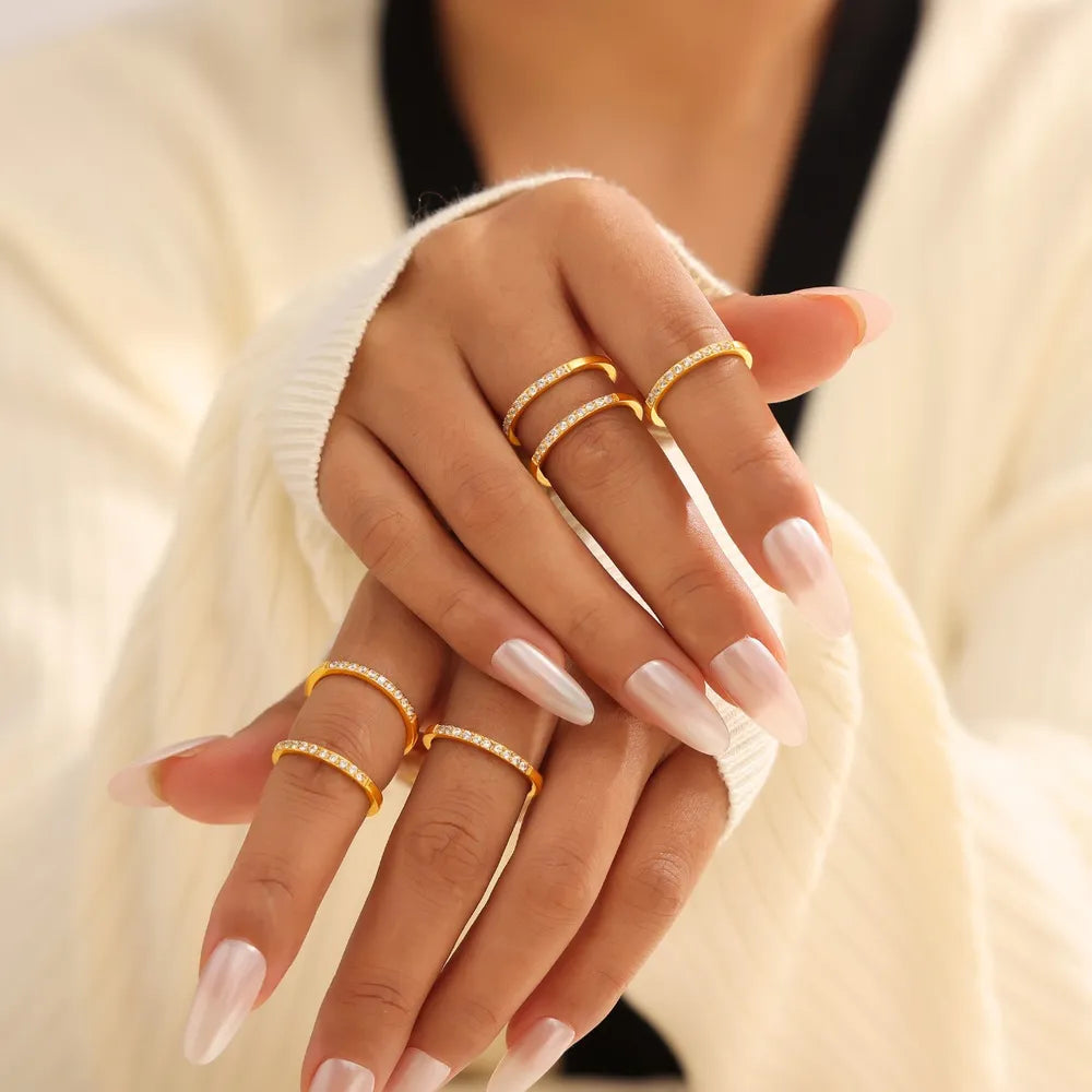 Titanium Steel Inlaid Zircon Ring - Trendsi - Flyclothing LLC