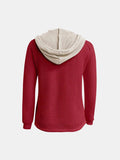 Full Size Waffle-Knit Contrast Long Sleeve Hoodie - Trendsi - Flyclothing LLC