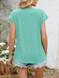 Casual V-Neck Pleated Front T-Shirt - Trendsi - Flyclothing LLC