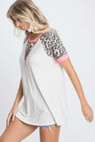 HeimishFull Size Leopard Round Neck Short Sleeve T-Shirt with Stitch Plus Size - Trendsi - Flyclothing LLC