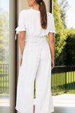 Surplice Short Sleeve Top and Pants Set - Trendsi - Flyclothing LLC