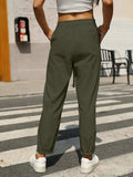 Elastic Waist Tapered Pants - Trendsi - Flyclothing LLC