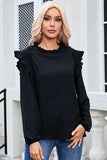 Frill Mock Neck Ruffled Balloon Sleeve Blouse - Trendsi - Flyclothing LLC