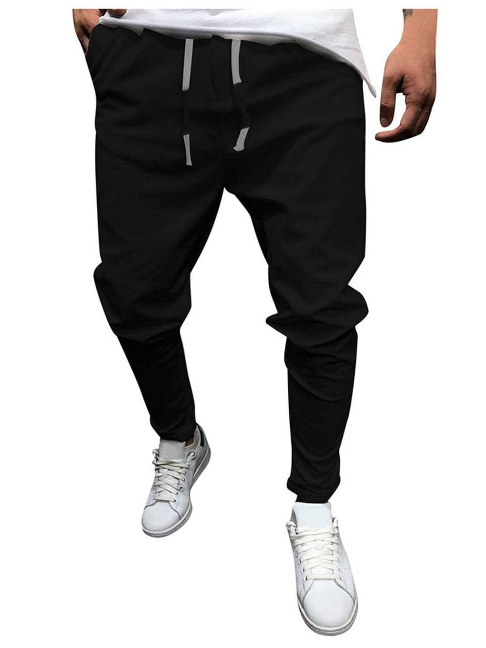 Men's Plus Size Drawstring Cropped Slim Pants - Trendsi - Flyclothing LLC