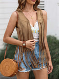 Fringe Open Front Vest Coat - Trendsi - Flyclothing LLC