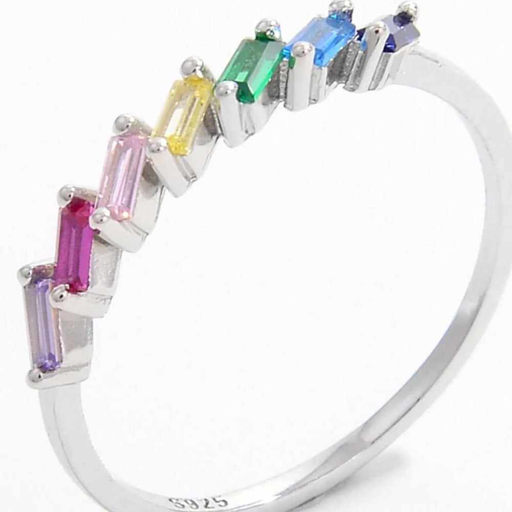 925 Sterling Silver Contrast Zircon Ring - Trendsi - Flyclothing LLC