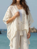 Openwork Tassel Open Front Knit Cover Up - Trendsi - Flyclothing LLC