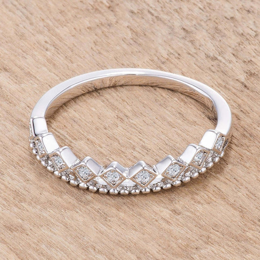 .14Ct Rhodium Plated CZ Mini Crown Stackable Band - JGI