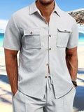 Men's Full Size Button Down Short Sleeve Shirt Plus Size - Trendsi - Flyclothing LLC