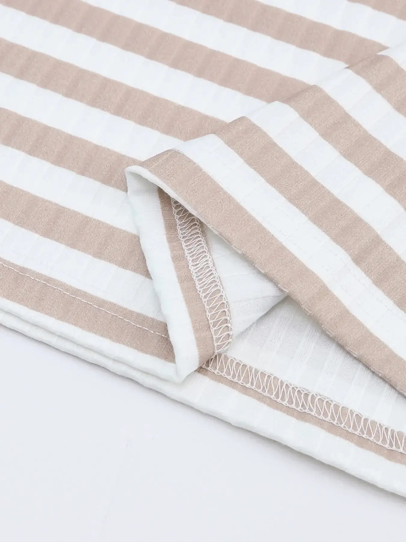 Striped Textured Knit Long Sleeve Tee - Trendsi - Flyclothing LLC