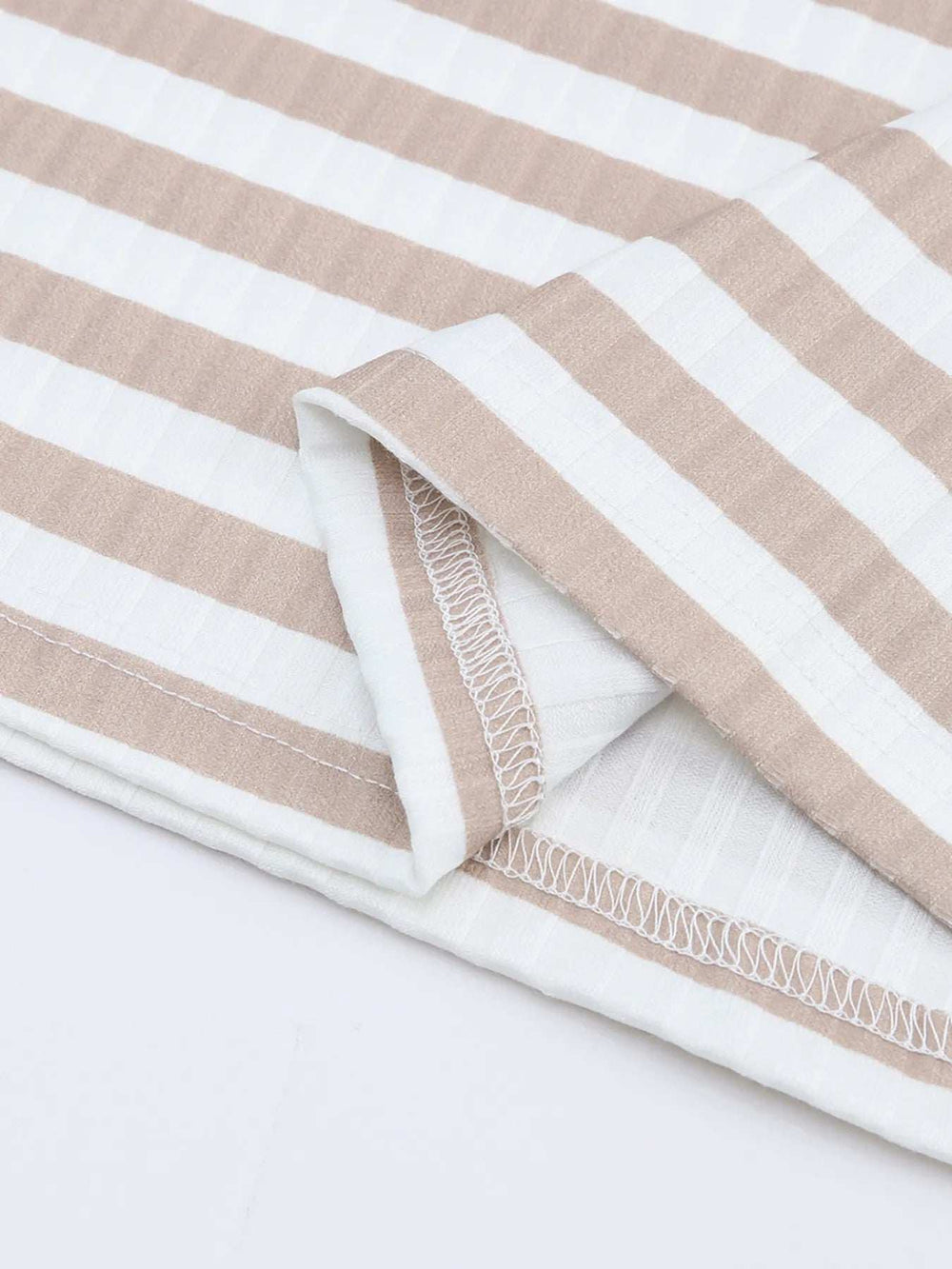 Striped Textured Knit Long Sleeve Tee - Trendsi - Flyclothing LLC