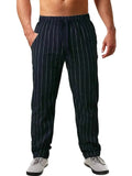 Men's Plus Size Striped Drawstring Pants - Trendsi