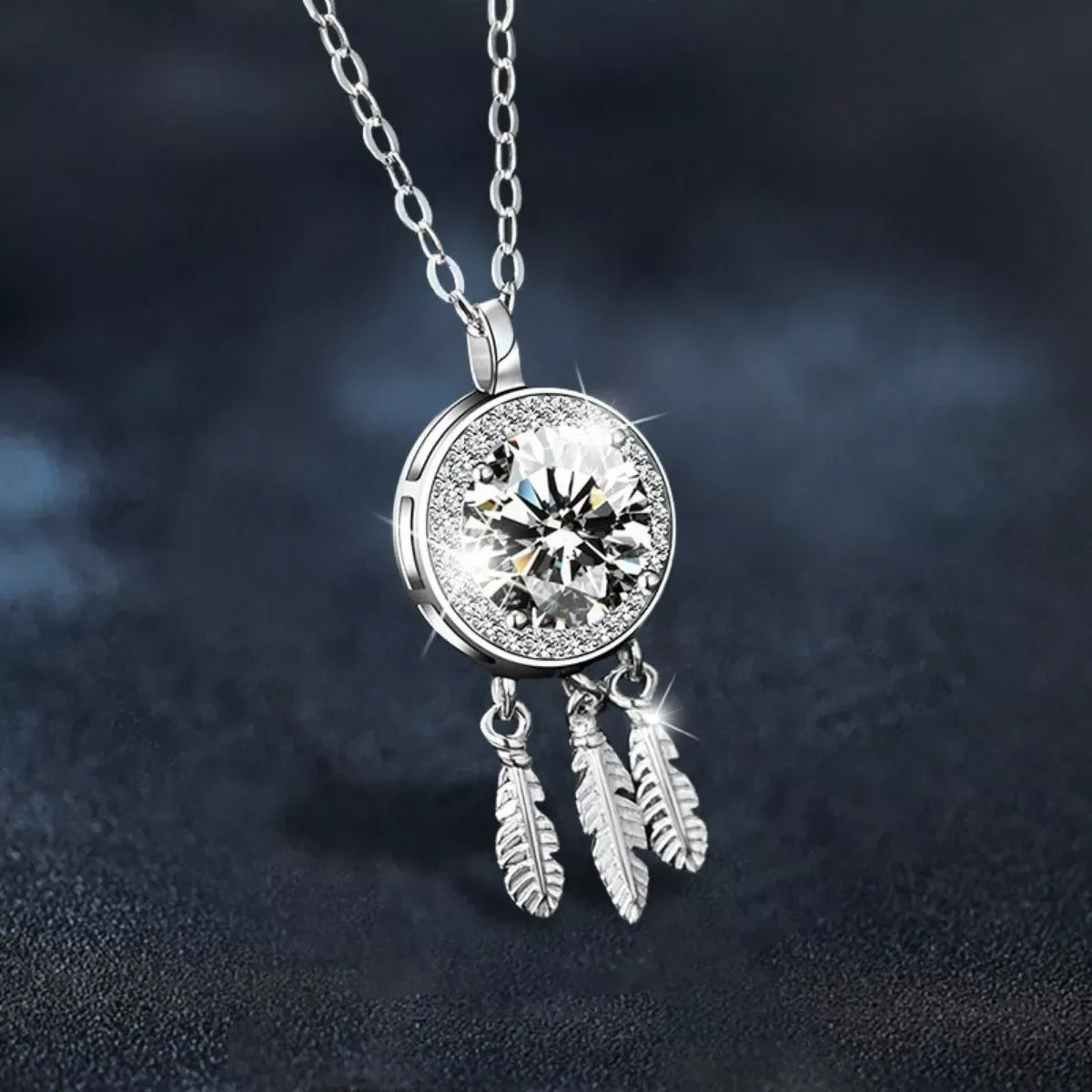 1 Carat Moissanite 925 Sterling Silver Dreamcatcher Pendant Necklace - Trendsi - Flyclothing LLC