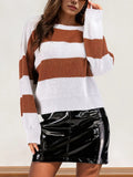 Perfee Color Block Dropped Shoulder Long Sleeve Sweater - Trendsi