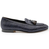 15-216-NVY TINO Calfskin Woven Tassel Loafer, Navy - Zelli Italia - Flyclothing LLC