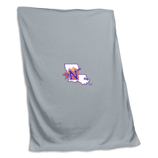 Northwestern State Gray Screened Sweatshirt Blanket - Logo Brands - Flyclothing LLC