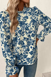 Printed Mock Neck Flounce Sleeve Blouse - Trendsi - Flyclothing LLC