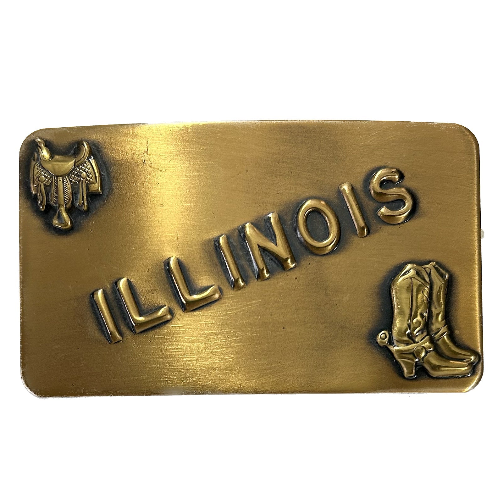 Rockmount Ranch Wear Vintage Brass Illinois State Western Belt Buckle - Rockmount Clothing - Flyclothing LLC