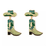 Rhinestone Cowboy Boot Dangle Earrings - Trendsi - Flyclothing LLC