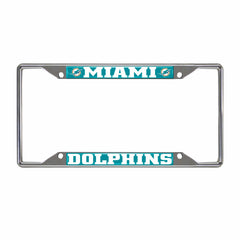 Miami Dolphins Chrome Metal License Plate Frame, 6.25in x 12.25in