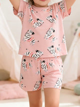 Children's Zebra Print Round Neck Top and Shorts Set - Trendsi - Flyclothing LLC