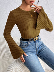 Round Neck Flare Sleeve T-Shirt - Trendsi