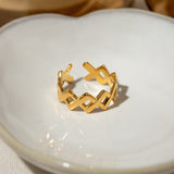 Stainless Steel Cutout Open Ring - Trendsi