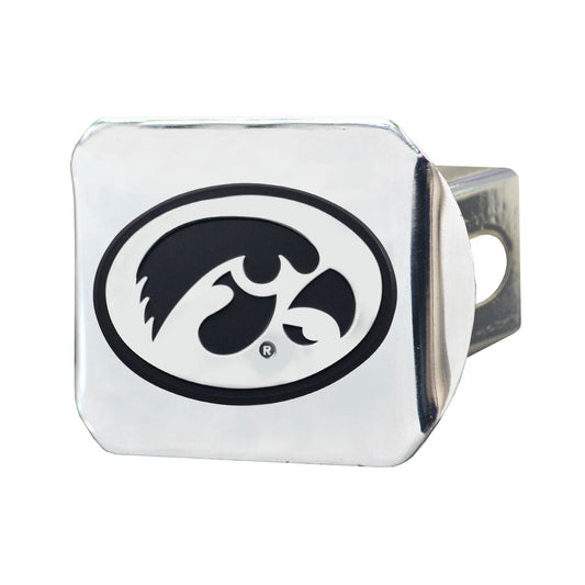 Iowa Hawkeyes Chrome Metal Hitch Cover with Chrome Metal 3D Emblem - Iowa