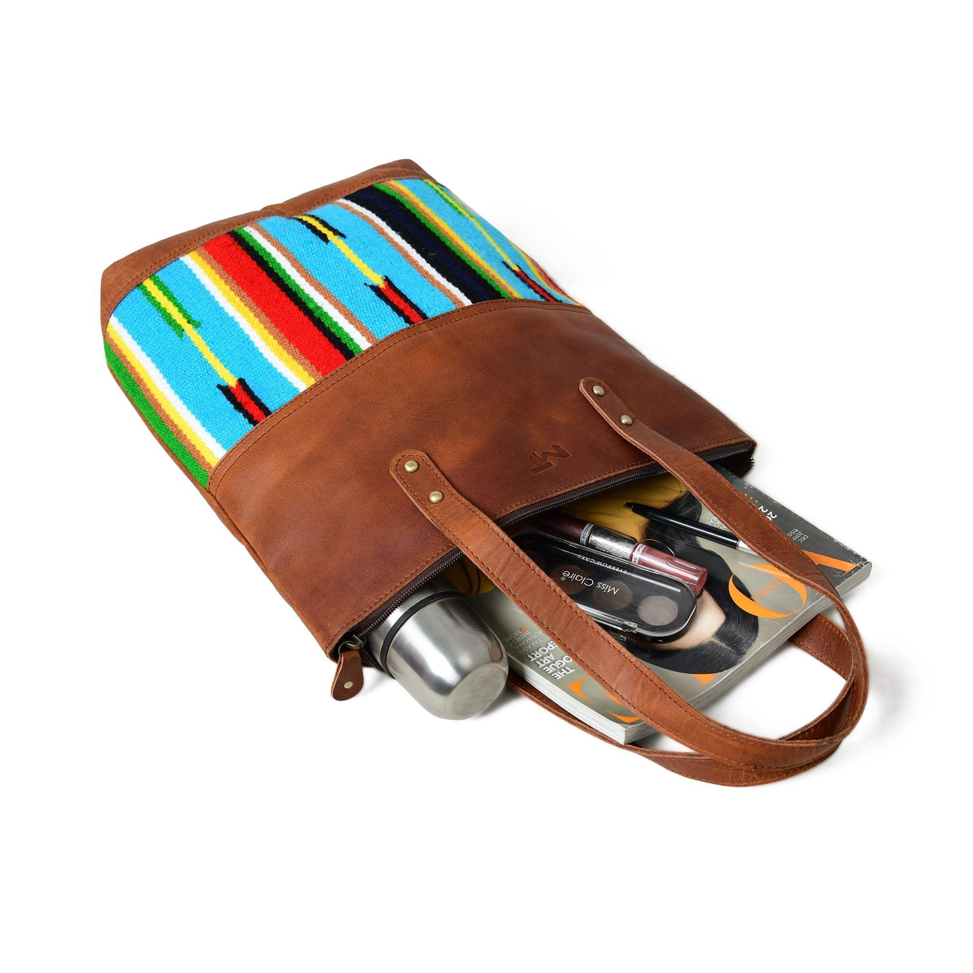 Multicoloured Leather Tote Bag - Classy Leather Bags - Flyclothing LLC