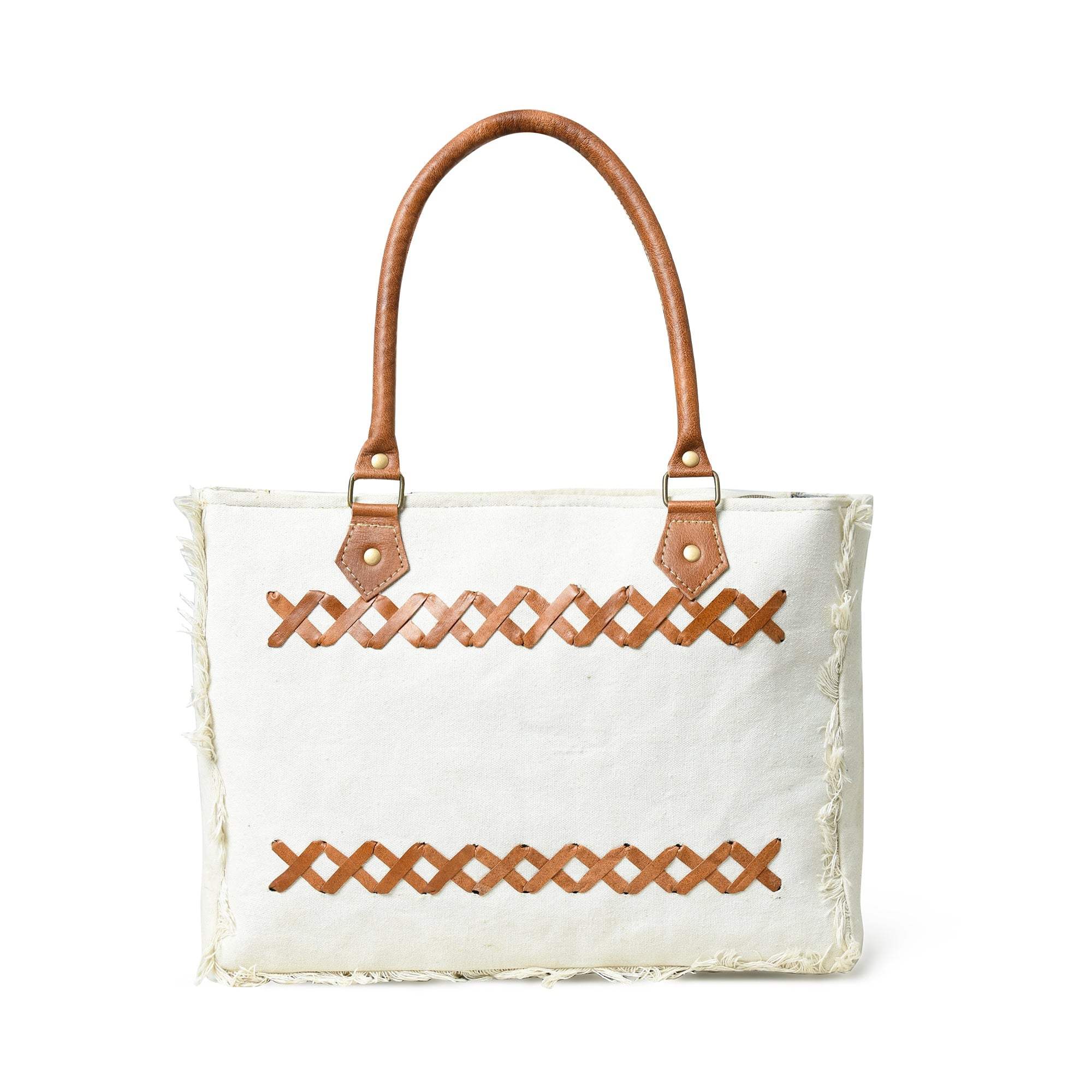 Urban Zigzag Canvas Shopper's Tote - Classy Leather Bags - Flyclothing LLC