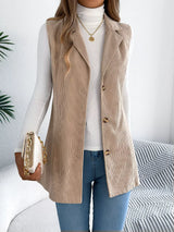 Button-Front Longline Vest Coat - Trendsi - Flyclothing LLC