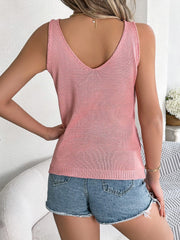 Openwork Wide Strap Knit Vest - Trendsi