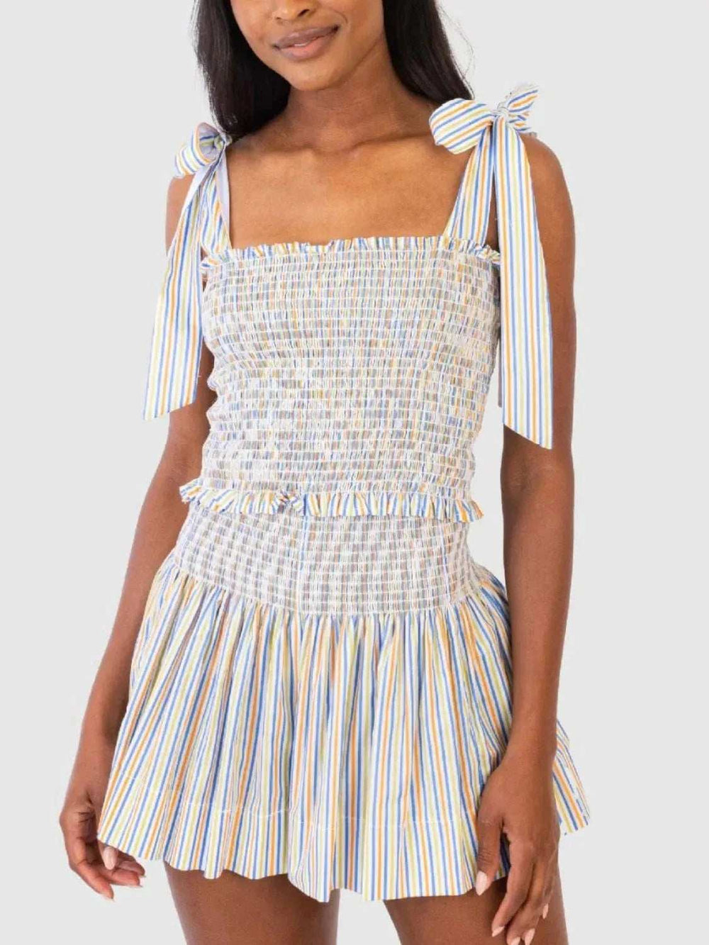 Smocked Tie Shoulder Cami and Shorts Set - Trendsi - Flyclothing LLC