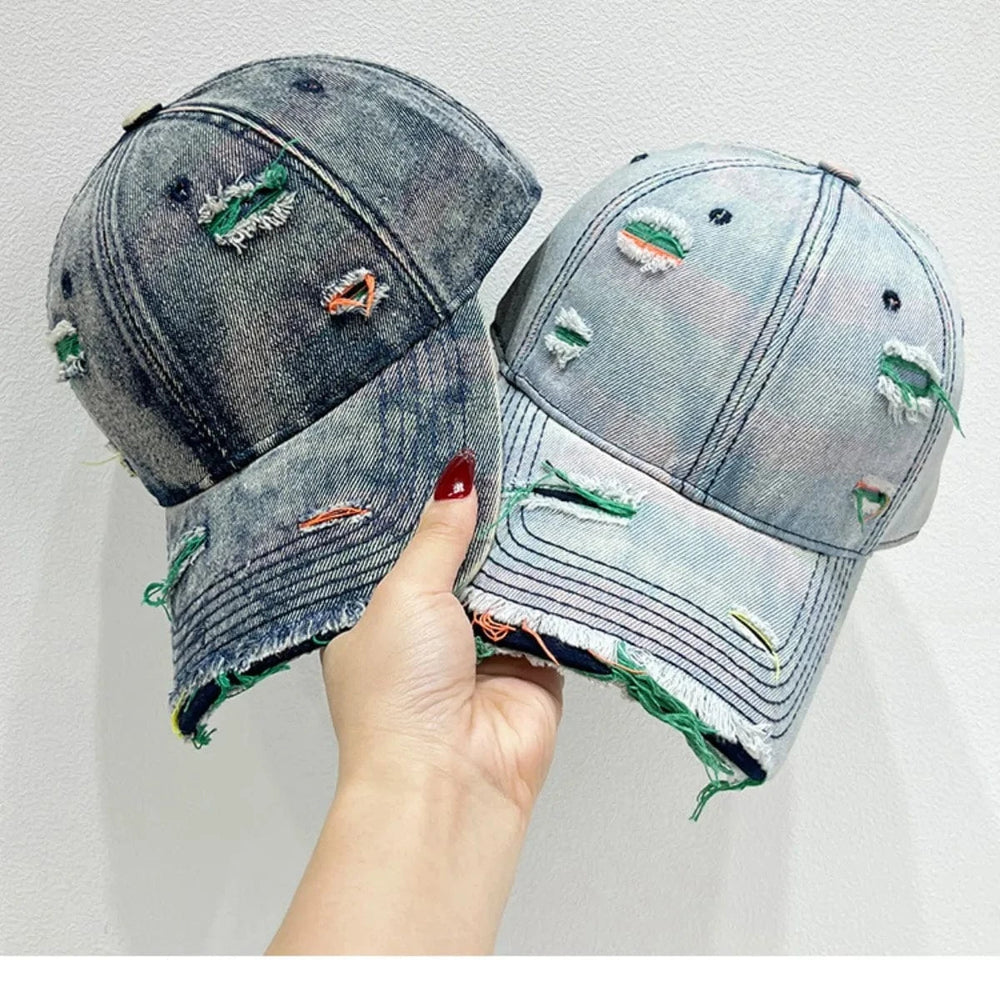 Distressed Adjustable Baseball Cap - Trendsi